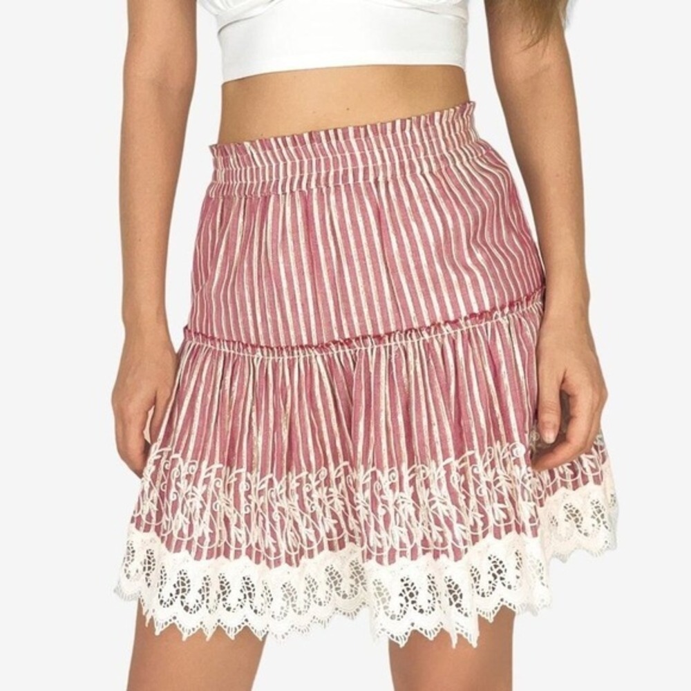 NWOT MISA Los Angeles Silvia Mini Skirt Size XS Striped Cotton Blend Soft Girl‎